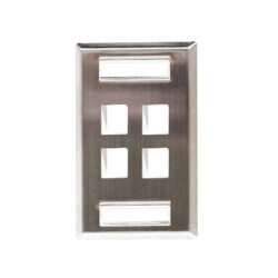 Stainless Steel ID Label Faceplate - 4 Port