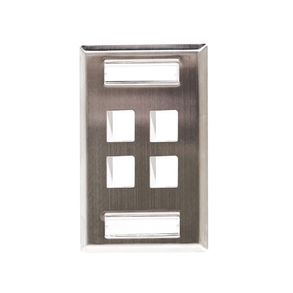 Stainless Steel ID Label Faceplate - 4 Port